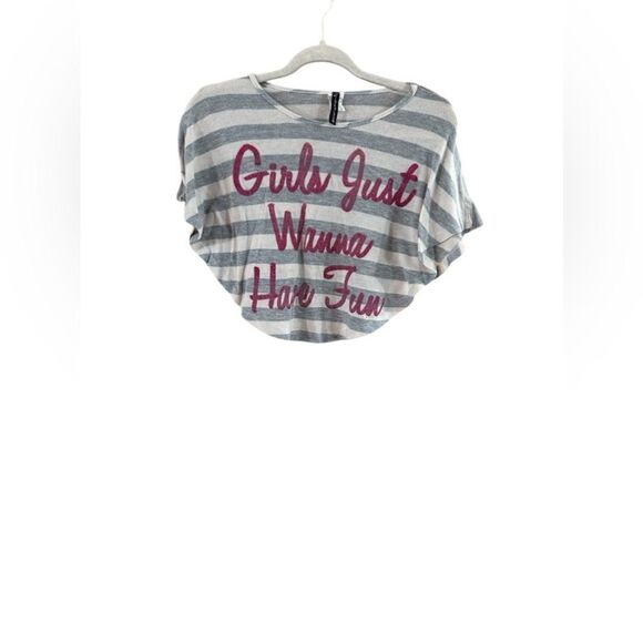 Lilly Bleu Girls Size 10 Gray and Pink Striped Crop Top - Picture 6 of 7
